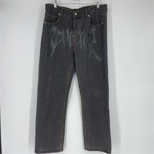 Revenge Jeans Mens 34x29 Black Skater Grunge Goth Embroidered xxxtentacion Pants